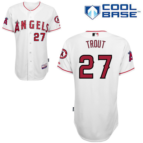 Mike Trout #27 MLB Jersey-Los Angeles Angels of Anaheim Men's Authentic Home White Cool Base Baseball Jersey